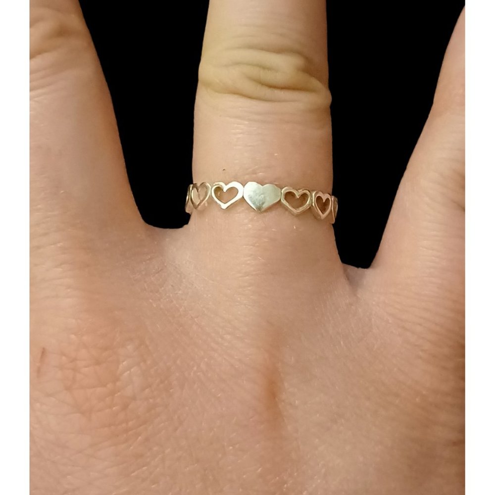 STE BEE 925 Sterling Silver Open Heart Size 8 Ring